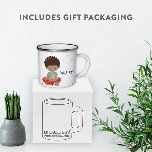 Vista 4 de Andaz Press Taza de café de acero inoxidable con nombre personalizado de 11 onzas para niños, 1 paquete, taza de Navidad personalizada
