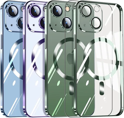 Vista 7 de Dataroad - Funda magnética de titanio verde para iPhone 15, protección completa de la cámara [compatible con Magsafe] [No se pone amarillento]