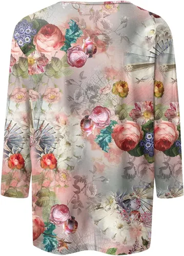 Vista 100 de Camisetas personalizadas para mujer, a la moda, casual, de séptima manga, estampada, cuello redondo, camiseta