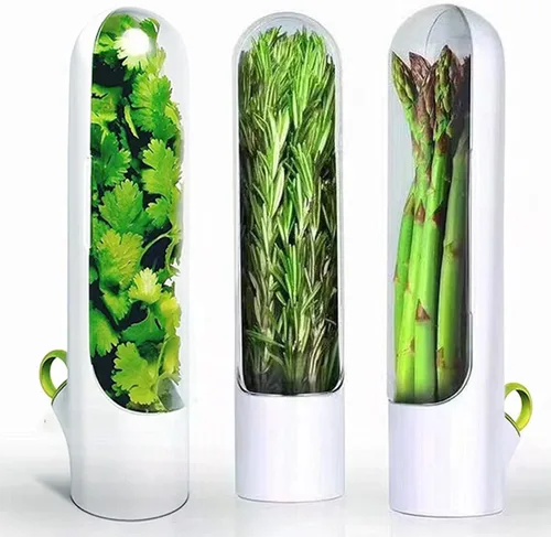 Vista 7 de Protector de hierbas para refrigerador, botella de conservación de verduras, contenedor de almacenamiento de hierbas, conservador de hierbas frescas