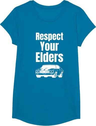 Vista 72 de Divertido regalo de auto para chicos – Respect Your Elders Classic Muscle Car Camiseta, Negro, S