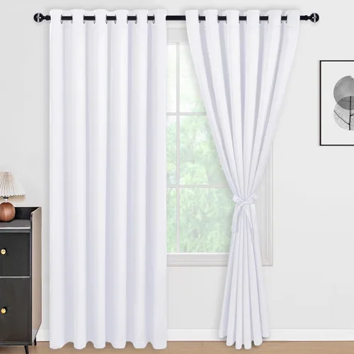 Vista 85 de DWCN - Cortinas 100% opacas para dormitorio con forro negro, cortinas de ventana de doble capa con aislamiento térmico que oscurecen toda la Azul