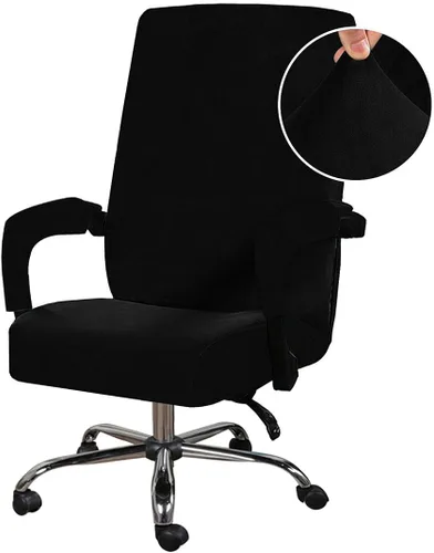 Vista 3 de Funda para silla de oficina con fundas para reposabrazos, funda elástica de terciopelo suave para silla de escritorio, fundas giratorias para silla