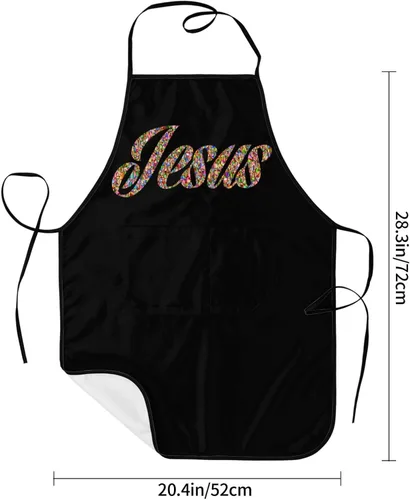 Vista 4 de Delantal de Jesús, delantales de cocina para hombres y mujeres, delantal de cocina, delantal de chef, delantales de jardín ajustables con 2 bolsillos