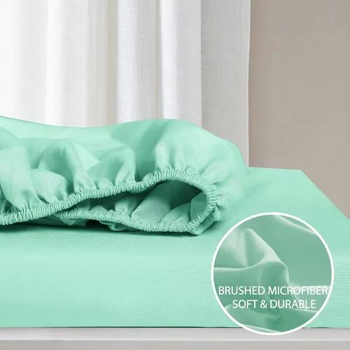 Vista 3 de Cathay Home Essentials Juego de sábanas de microfibra ultra suave, hipoalergénicas, resistentes a las arrugas, doble cepillado, color verde espuma