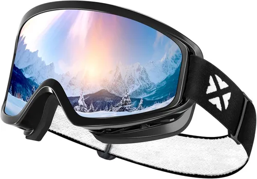 Vista 9 de MAXJULI Ski Goggles Snow Snowboard Goggles for Men Women Anti-Fog HD Lens M7 Marco negro+16.88% Vlt Blue Len
