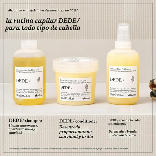 Vista 8 de Davines DEDE/Conditioner, Daily Lightweight Detangling Formula for Fine & Medium Hair - Gentle Mineral-Rich Moisturizing Treatment with Red Celery