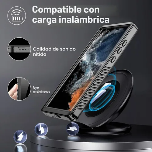 Vista 7 de Temdan Funda impermeable para Samsung Galaxy S22 Ultra, protector de pantalla integrado de 360°, cuerpo completo, resistente, a prueba de golpes