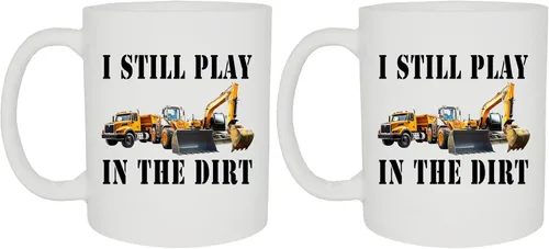 Vista 4 de Rogue River Tactical Taza de café divertida, la mejor taza de trabajador de la construcción, todavía juego con tractores, retroexcavadora, camión