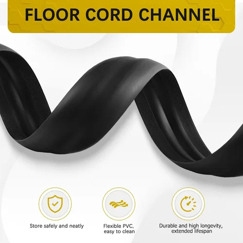 Vista 3 de JAHOMFAI Cubierta para cables de piso 1m de largo, cubiertas para cables en el suelo para proteger los cables y prevenir riesgos de caídas, fácil