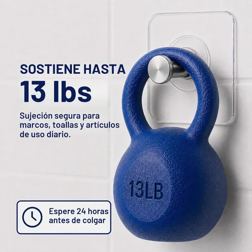 Vista 4 de Perchas de fotos sin clavos, paquete de 20, ganchos adhesivos transparentes, capacidad para 13 libras