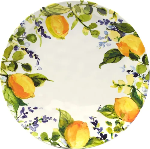 Vista 2 de Unknown1 Lemon - Juego de vajilla de 12 piezas, color verde, multicolor, amarillo, fruta, granja, redonda, apto para lavavajillas, mediano