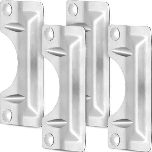 Vista 11 de Landhoow 2 piezas de 3 x 7 pulgadas, cubierta de placa de acero inoxidable para puerta de seguridad, contra entrada forzada, fácil de instalar