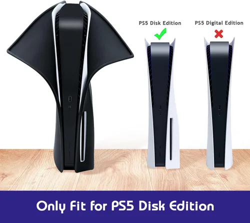 Vista 3 de Mcbazel Funda de silicona para consola PS5 Disk Edition, a prueba de polvo, antiarañazos, anticaídas, para Playstation 5 Disk Edition, color negro