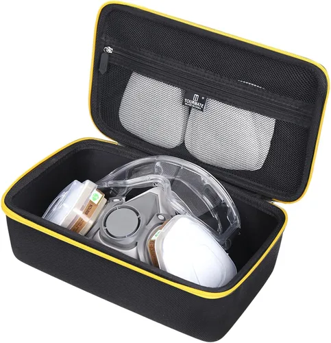 Vista 8 de Tourmate Funda rígida de EVA compatible con 3M media pieza facial, funda de viaje para 6200/07025(AAD)/6503QL/3M P100 cartucho respirador/filtro