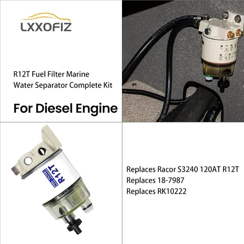 Vista 4 de Kit completo de separador de agua con filtro de combustible marino para fueraborda R12T con NPT ZG1/4-19 reemplaza a Racor S3240 120AT R12T