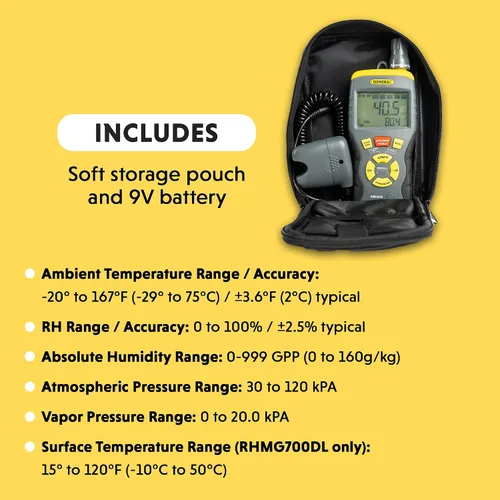 Vista 6 de General Tools Termohigrómetro RHMG650 9 en 1 con medidor de humedad sin