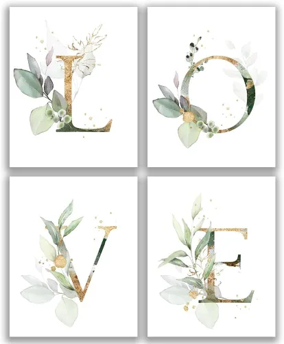 Vista 9 de Tema familiar botánico simple vida verde hoja pintura decoración de pared baño impresión arte juego de 6 (8 x 10 pulgadas), hojas bohemias