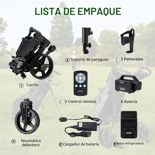 Vista 5 de KVV Electric Golf Push Cart with Remote Control, Super Compact and Lightweight Electric Golf Cart,Smallest Folding Size Electric Golf Cart, Suitable