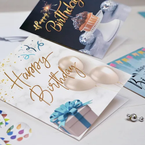 Vista 3 de 100 tarjetas de cumpleaños a granel con sobres, grandes 5 x 7, mensajes