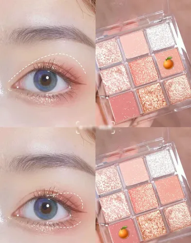 Vista 4 de Kayswang Paleta de sombra de ojos con purpurina de 9 colores, paleta de maquillaje mate de alto pigmento color crema paleta de textura en otoño e