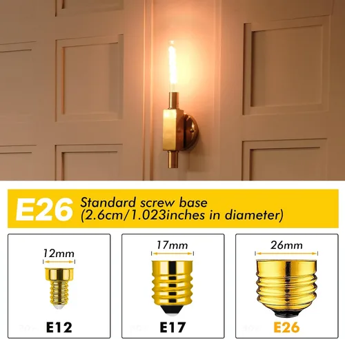 Vista 5 de Bombillas tubulares regulables E26 de 40 W, bombillas LED T10 de 4 W, 2200 K, blanco suave tipo T Bulbo sin parpadeo, para lámpara de araña
