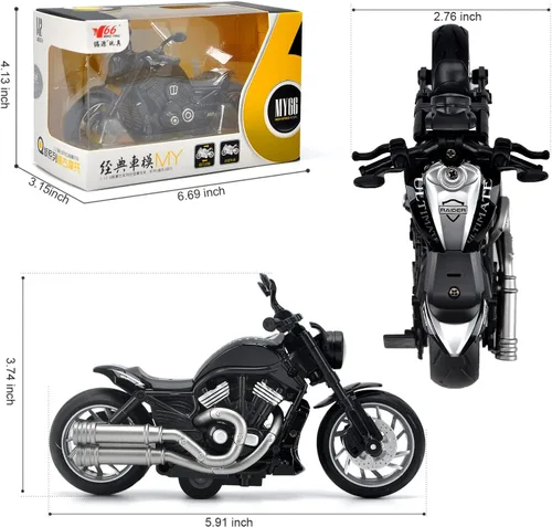 Vista 2 de Motocicleta de juguete, juguete de motocicleta con sonidos y luces, modelo de motocicleta de aleación 1:12 para niños, juguete de motocicleta