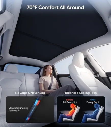 Vista 4 de Wigoo Para Tesla Model Y Juniper Accesorios Parasol Techo, Interior Negro