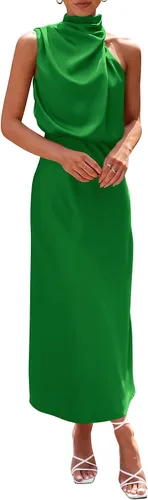 Vista 25 de PRETTYGARDEN Women's Summer Satin Maxi Cocktail Dress Verde militar