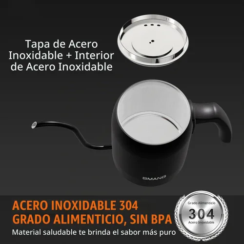 Vista 6 de Hervidor eléctrico de cuello de cisne con control de temperatura de ± 1 ℉ y mantiene el calor para verter sobre café y té, hervir rápidamente, acero