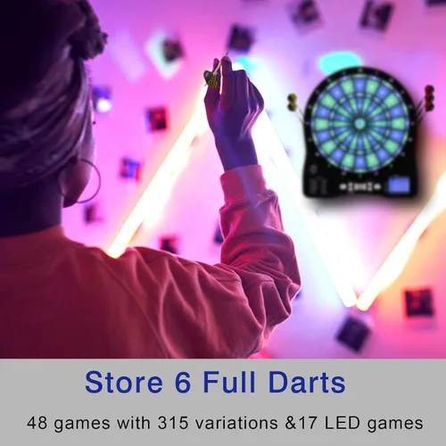 Vista 5 de Turnart Electronic Dart Board,13 inch Illuminated Segments Light Based Games Electric Dartboard for Adults Tested Tough Segment for Enhanced