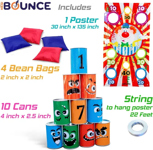 Vista 2 de New-Bounce Bean Bag Can Toss Games - Juegos de carnaval al aire libre para niños y adultos - Juego de fiesta familiar 2 en 1 multicolor