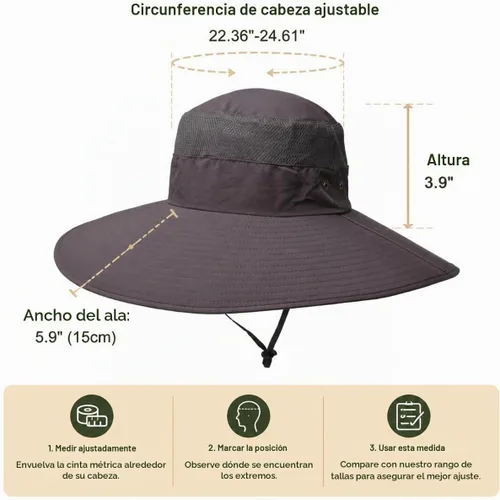 Vista 6 de Leotruny Sombrero de pescador de ala súper ancha UPF50+ sombrero impermeable para pesca Senderismo Camping