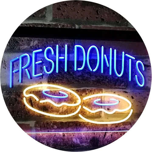 Vista 12 de ADVPRO Fresh Donuts - Letrero de neón LED de doble color, color azul y rojo, 12 x 8.5 pulgadas, st6s32-i2072-br