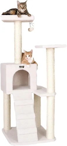 Vista 9 de árbol de gato muebles condo Armarkat, altura 50 pulgadas a 60 pulgadas, Beige