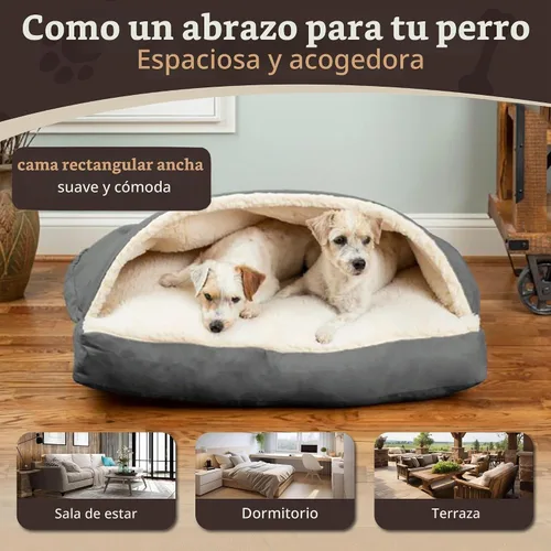 Vista 4 de Snoozer Cama rectangular acogedora para perros tipo cueva, cama con capucha Antracita