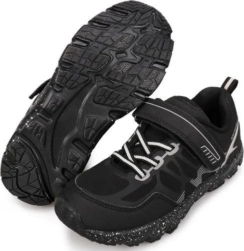 Vista 6 de UOVO Botas de senderismo resistentes al agua para niños, zapatos para caminar al aire libre, antideslizantes, al tobillo, zapatos deportivos