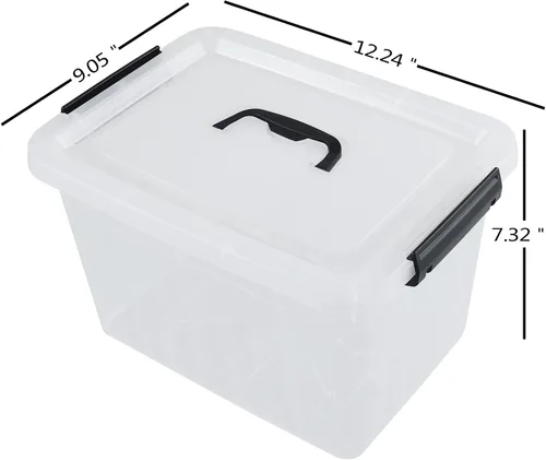 Vista 2 de Kekow Paquete de 6 cajas de almacenamiento de plástico de 10 L, contenedores de almacenamiento de plástico transparente con tapas
