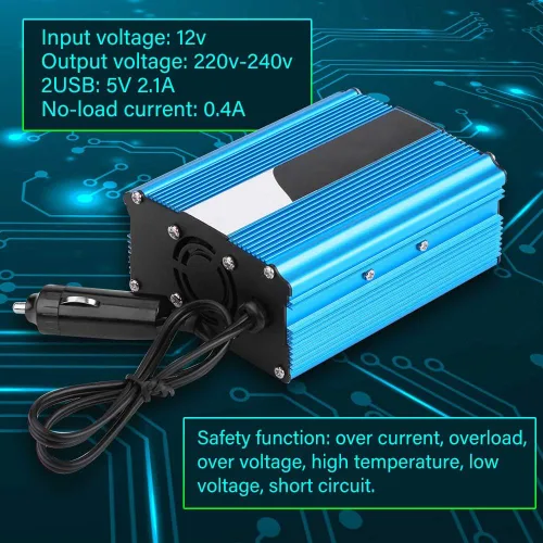 Vista 3 de 500W DC 12V a AC 220V-240V pico 600W convertidor de coche adaptador USB dual