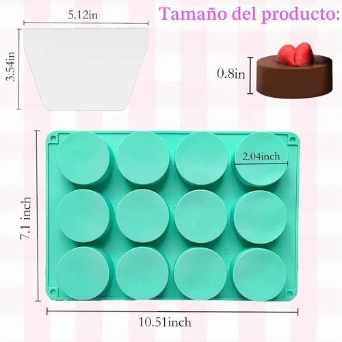 Vista 3 de Moldes redondos de 36 cavidades para galletas de chocolate, cilindro, cubierta de chocolate, moldes de silicona para dulces, mini pasteles, gelatina