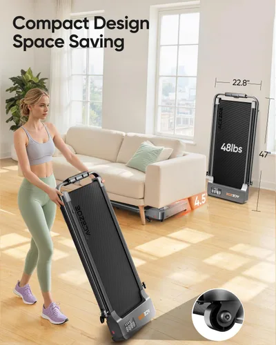 Vista 8 de Acezoe Walking pad Treadmill with Incline & Handle Bar, Folding Treadmill for Home Small Spaces, Compact Portable Under Desk Treadmill,Dual LED