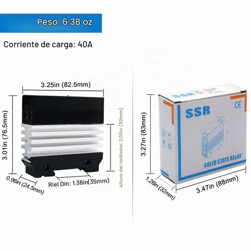 Vista 4 de Relé de estado sólido de riel DIN con disipador de calor - CC a CA (entrada de 3-32 V CC, salida de CA 24-480 V), SSR de 40 A