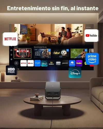 Vista 6 de Proyector para exteriores 4K [VIDAA Live TV/56W Dolby/1450 ISO] con WiFi6 y Bluetooth, proyector inteligente compatible con Netflix, control de voz