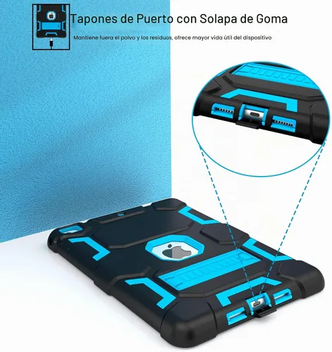 Vista 4 de CCMAO Funda para iPad de 6ª/5ª generación (9.7 pulgadas, 2018/2017), iPad Air de 2ª generación (2014) con soporte, funda protectora híbrida a prueba