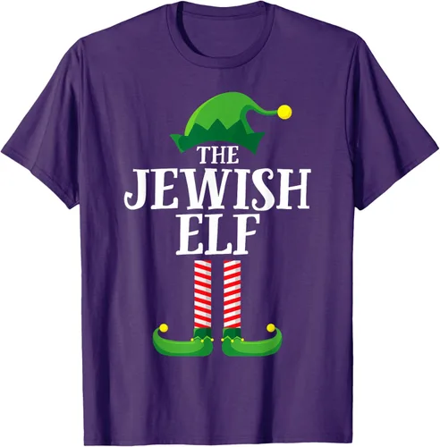 Vista 38 de Playera de pijama para fiesta de Navidad, grupo familiar a juego con elfo judío