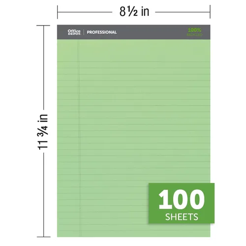 Vista 2 de Office Depot Bloc legal profesional, 8 12 pulgadas x 11 34 pulgadas, con renglones legales, 50 hojas, colores surtidos, 3 unidades, 99494