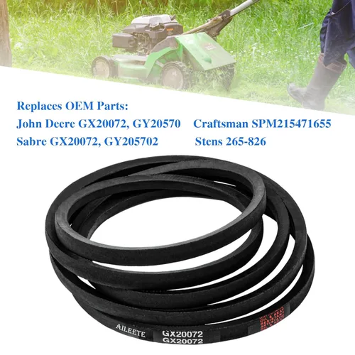 Vista 3 de GX20072 - Cinturón de cubierta de 1/2" x 104" para John Deere D100, D105, D120, D125, D130, E100, E130, L100, L110, L111, L118, LA115 con plataforma