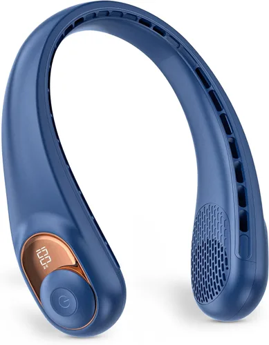 Vista 11 de Ventilador de cuello, ventilador personal con pantalla LED, recargable USB-C, batería de 4000 mAh, ajuste de 3 velocidades y funcionamiento