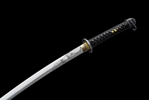Vista 4 de Espada Katana Guntō hecha a mano, espada samurái japonesa real (espada completa), Catanas Japonesas Reales