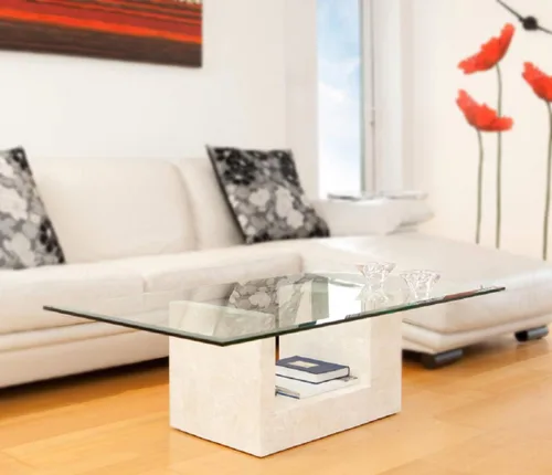Vista 2 de Mesa de vidrio templado transparente de 12 pulgadas, borde biselado cuadrado con 1/2 pulgada de grosor para comedor, café o mesas auxiliares por Fab